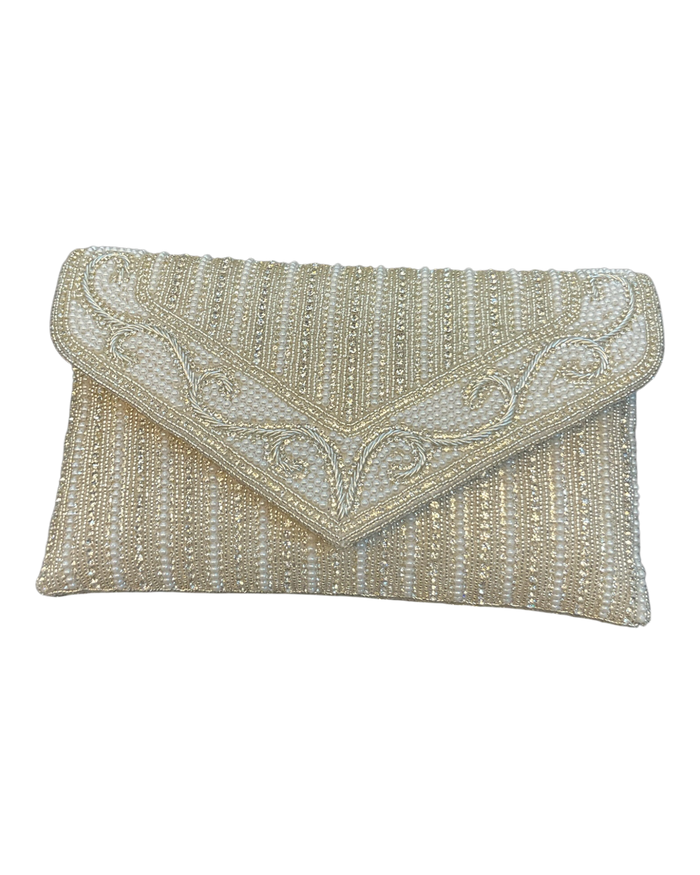 Silver - Rich Hand Embroidered Clutch Bag / Handbag -Bollywood / Weddings - MJ061 06KP26