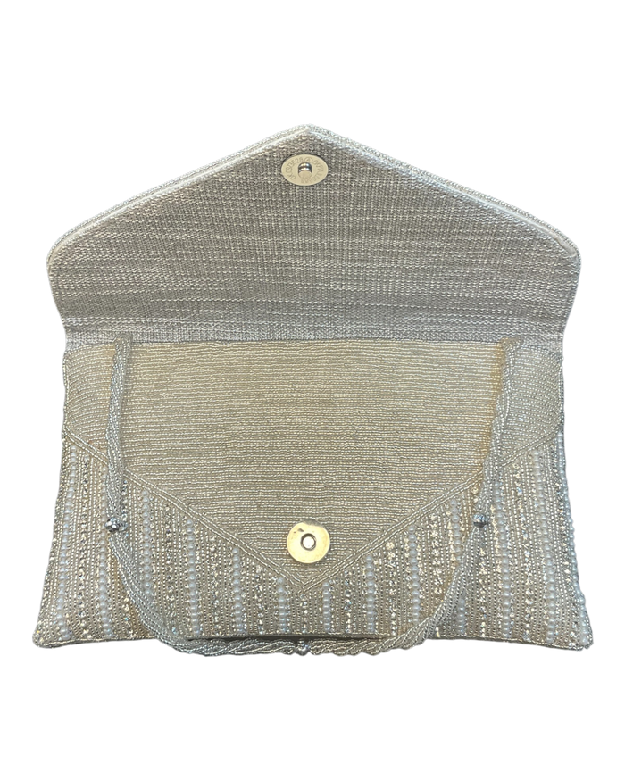 Silver - Rich Hand Embroidered Clutch Bag / Handbag -Bollywood / Weddings - MJ061 06KP26