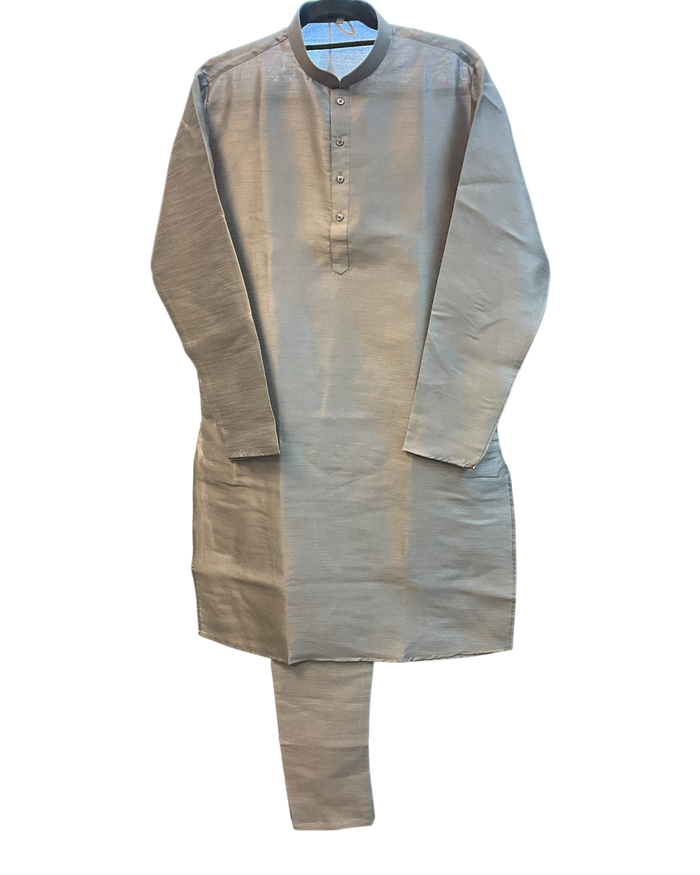 Silver Grey - Soft Silky Mens Kurta Set with Draw stringed Trousers - Sangeet Mehendi Haldi - KCS2605 06KV26