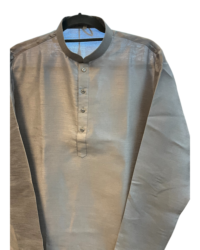 Silver Grey - Soft Silky Mens Kurta Set with Draw stringed Trousers - Sangeet Mehendi Haldi - KCS2605 06KV26