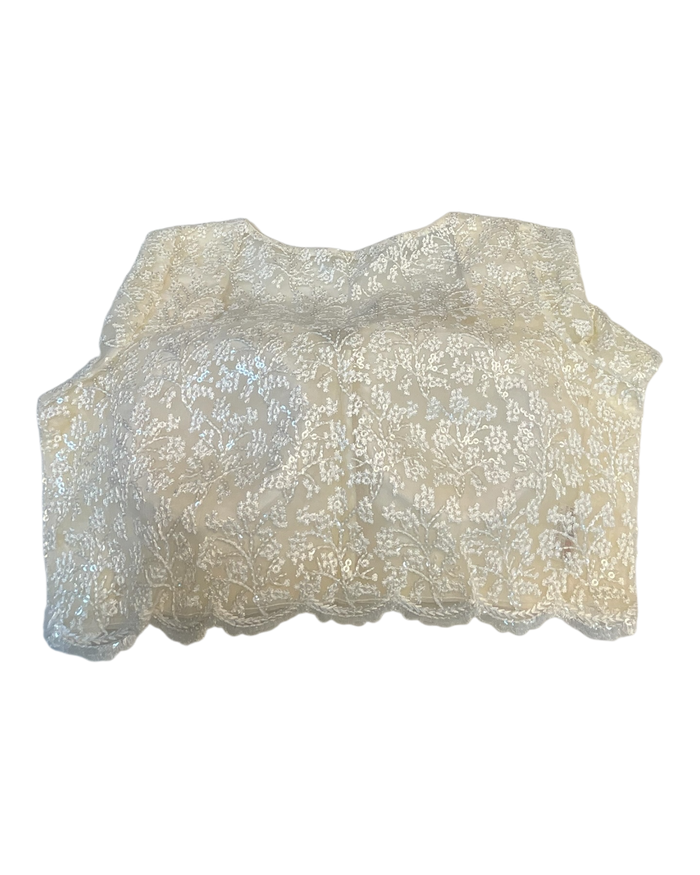 Size 36" / UK 10 - Cream - Shimmery Crinkle Halter Neck Saree blouse with cups - UK Stock - Quick Delivery - RNK - N621-KJ