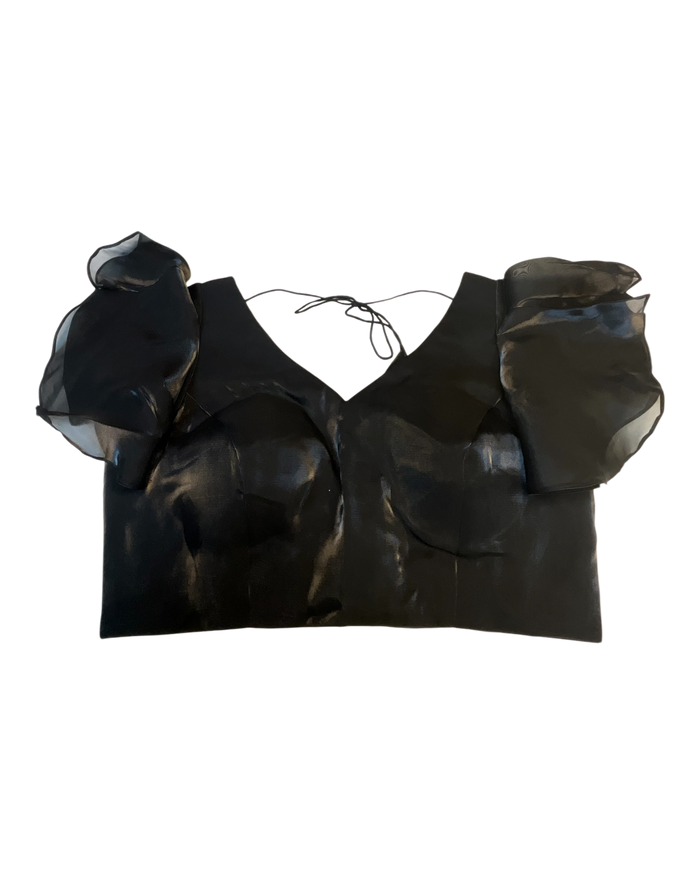Size 38" / UK 12 - Black - Butterfly Sleeves Saree blouse with cups - UK Stock - Quick Delivery - RNK - R975-KK