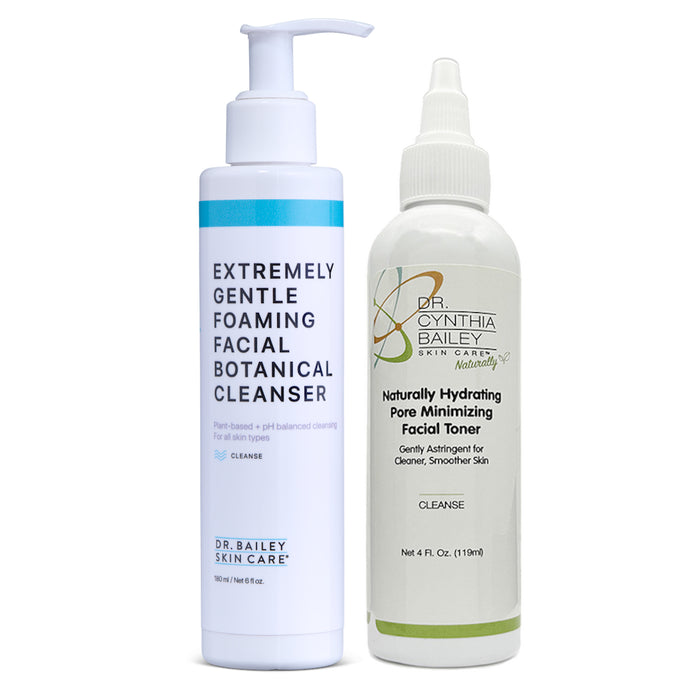 Skin Cleanse Zen set with pH balanced Gentle Foaming Facial Cleanser and Naturally Hydrating Pore Minimizing Toner.