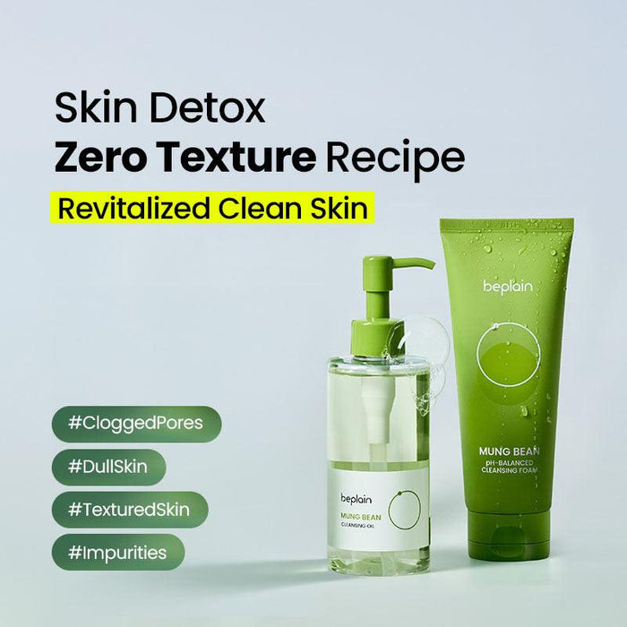 beplain Mung Bean Skin Detox 2-item thumbnail: Cleansing Oil, and pH-balanced Cleansing Foam for texture reset
