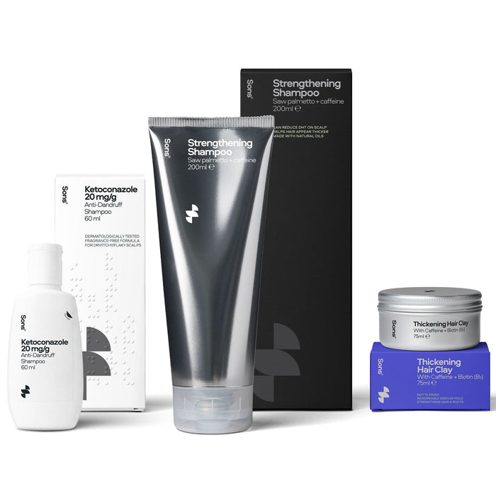Sons Ketoconazole 60ml, Shampoo 200ml & Hair Clay 75ml