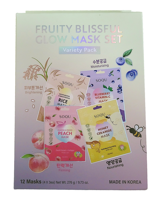 Soqu Fruity Blissful Glow Mask Set Variety Pack