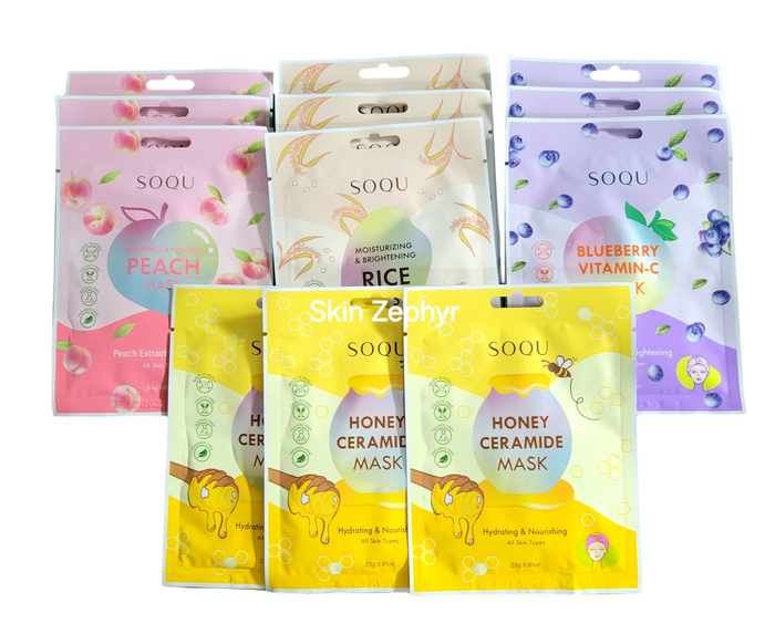 Soqu Fruity Blissful Glow Mask Set Variety Pack