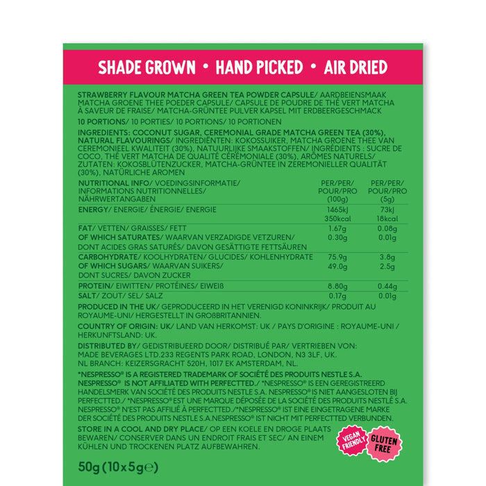 Strawberry Matcha Nespresso® Compatible Pods - PerfectTed - Matcha Pods