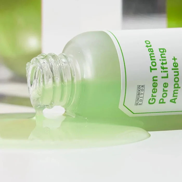 sungboon editor green tomato pore lifting ampoule 30 mL close up texture Korean serum for pores