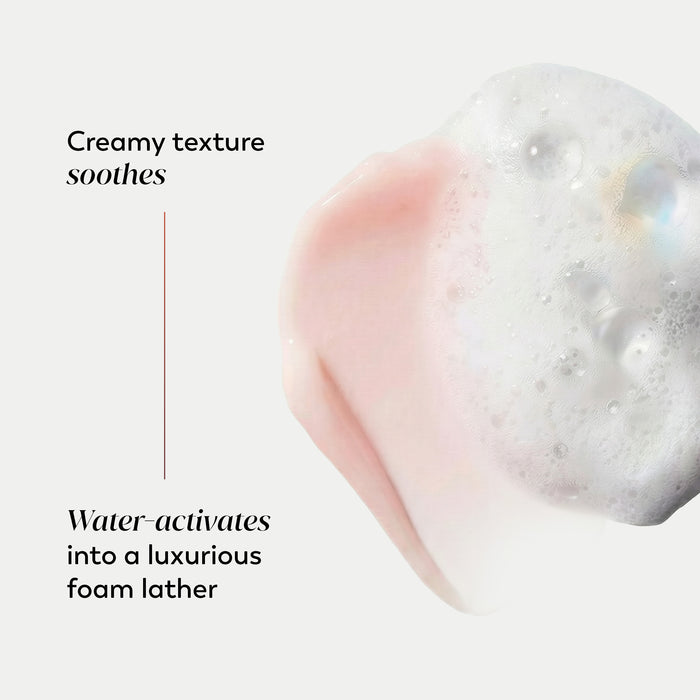 Super Cleanser texture. Creamy texture soothes. Water activates into a luxurious foam lather.