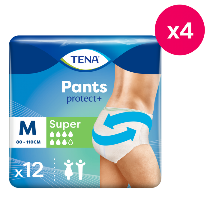 TENA Incontinence Pants Super Medium Size 12 Pack x4