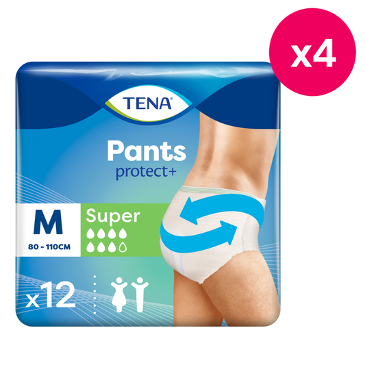 TENA Incontinence Pants Super Medium Size 12 Pack x4