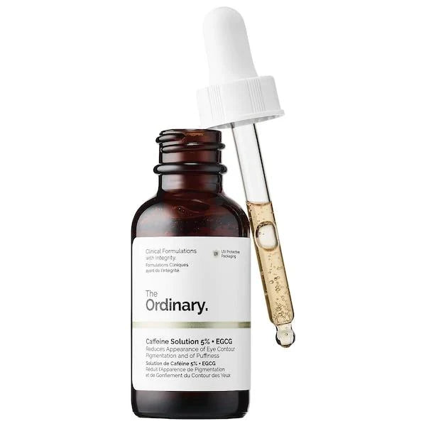 The Ordinary skincare serum bottle with dropper on a white background
