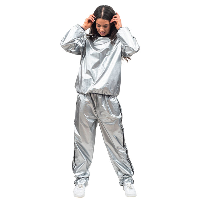 Todd & Margo Shiny Silver Workout Top and Pants