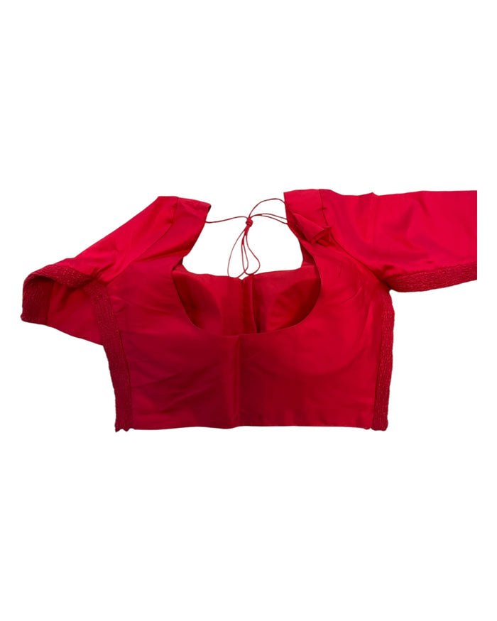 Tomato Pink - HYBRID Silky Saree blouse - With Elastic on both side for Great fit - Size 36",38", 40" S M L  - VAM1216 Ap