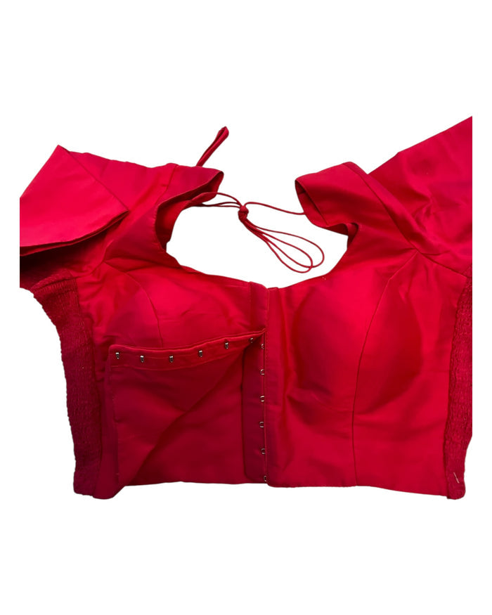 Tomato Pink - HYBRID Silky Saree blouse - With Elastic on both side for Great fit - Size 36",38", 40" S M L  - VAM1216 Ap