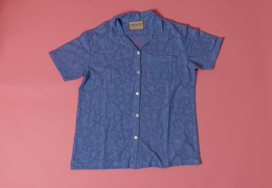 TROPICAL PUNCH Lace Button Down Blue