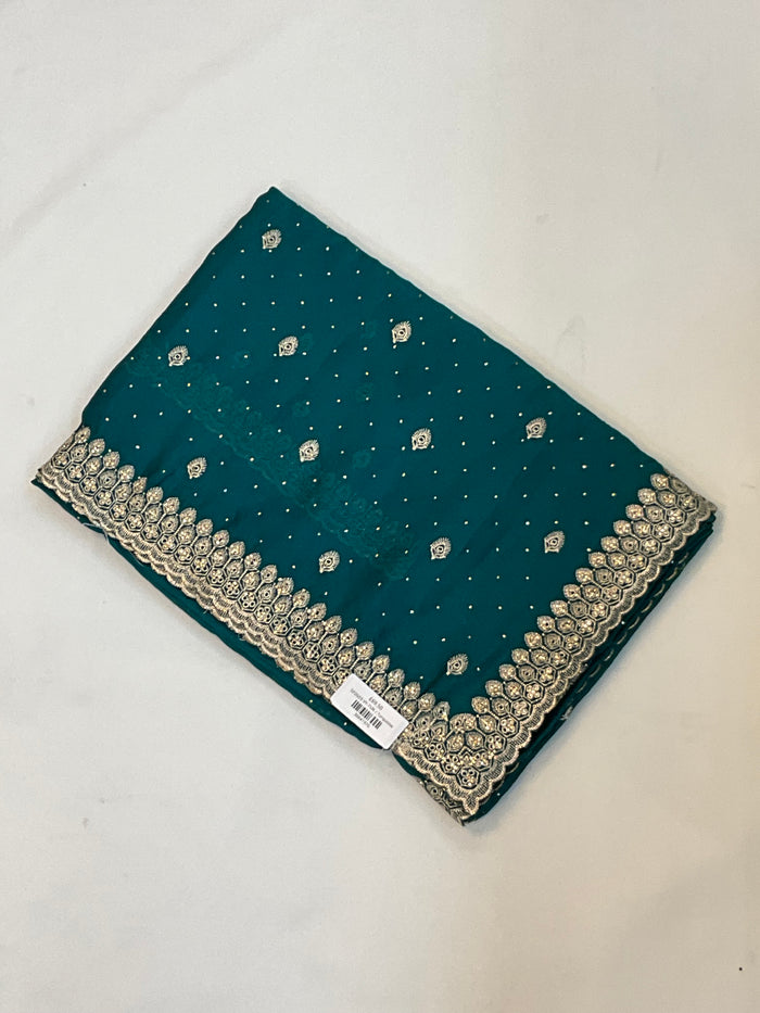 Turquoise Blue - Fancy Party Saree with Blouse Piece - UK stock - 24hr Dispatch - SP2603 VY