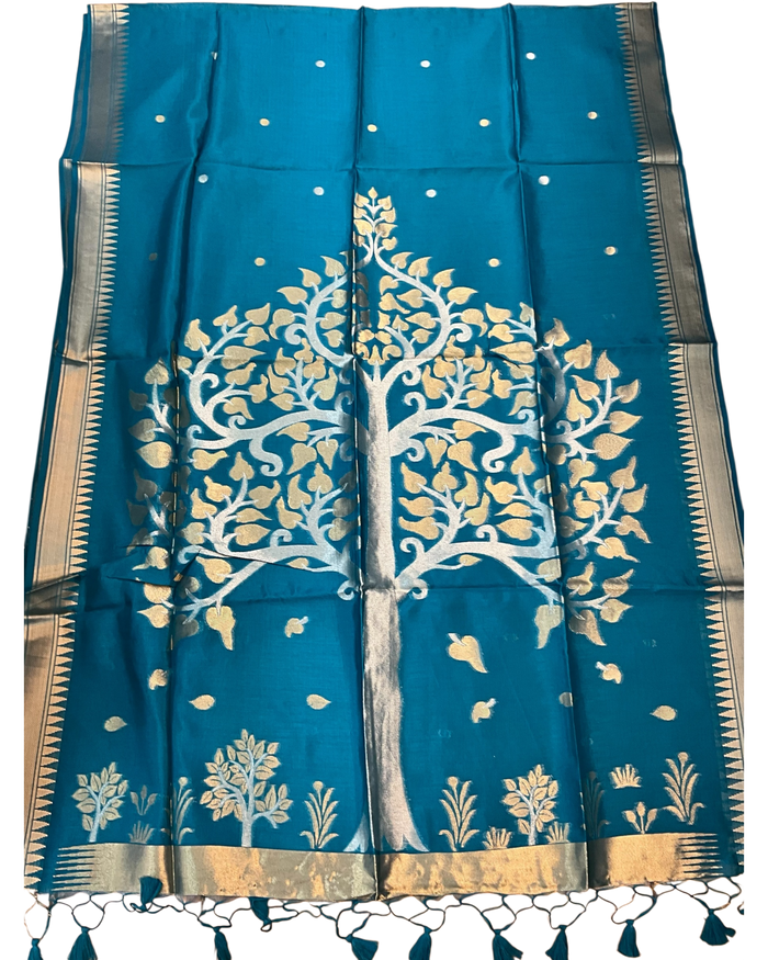 Turquoise Blue - Handloom Saree with Blouse Piece - UK stock - 24hr Dispatch - RT-BT004 07KJ26