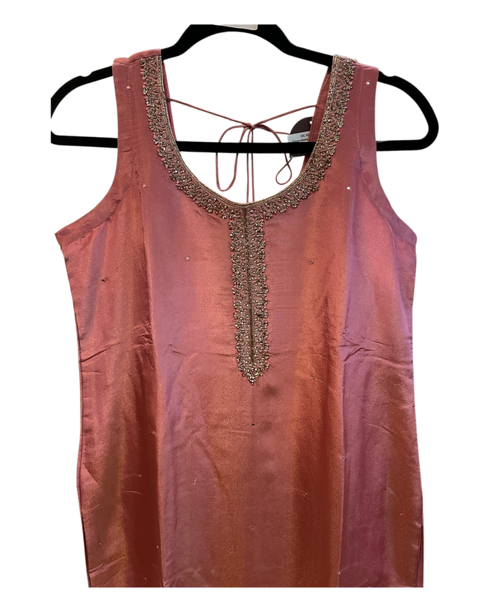 UK 12 / 38" - Dusty Pink - Silky Ladies Trousers Suit - Sangeet / Henna / Temple - OC42165 TY
