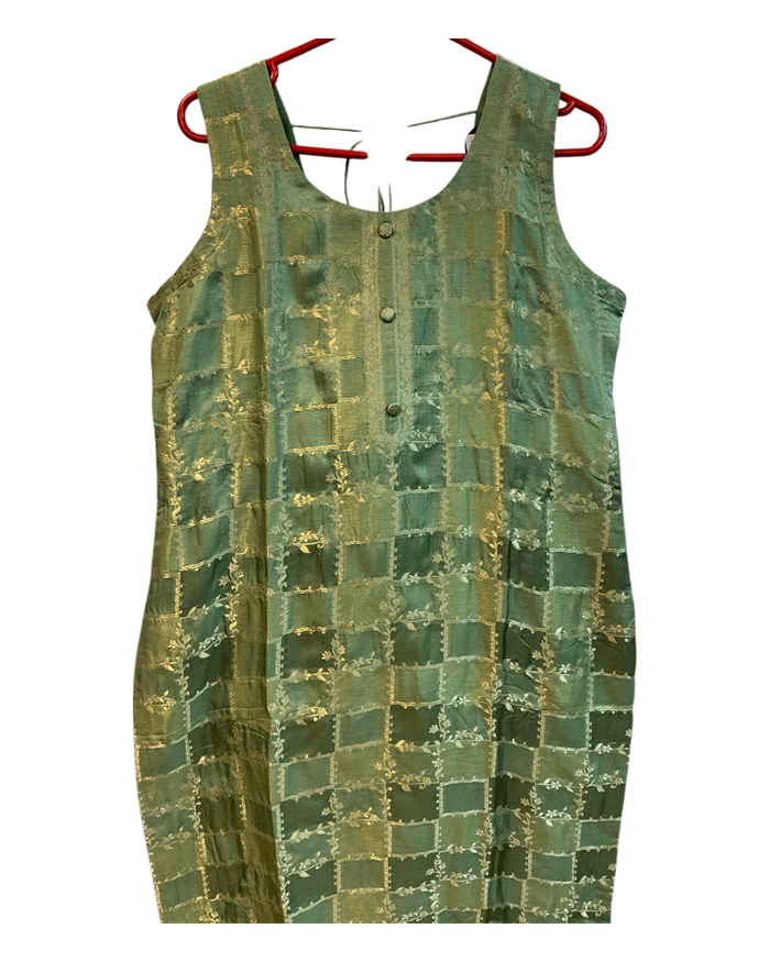 UK 14 / 40" - Sage Green - Silky Brocade Ladies Trousers Suit - Sangeet / Henna / Temple - OC42126 TY