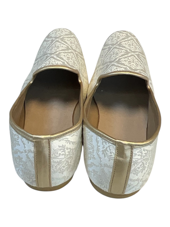 Very Comfortable Cream Brocade Loafer Style Mojri - Indian Mens shoes - Mojari , Khossay -  YD2602