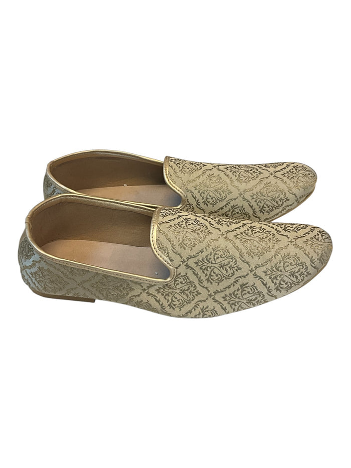 Very Comfortable Dark Gold Brocade Loafer Style Mojri - Indian Mens shoes - Mojari , Khossay -  YD2602