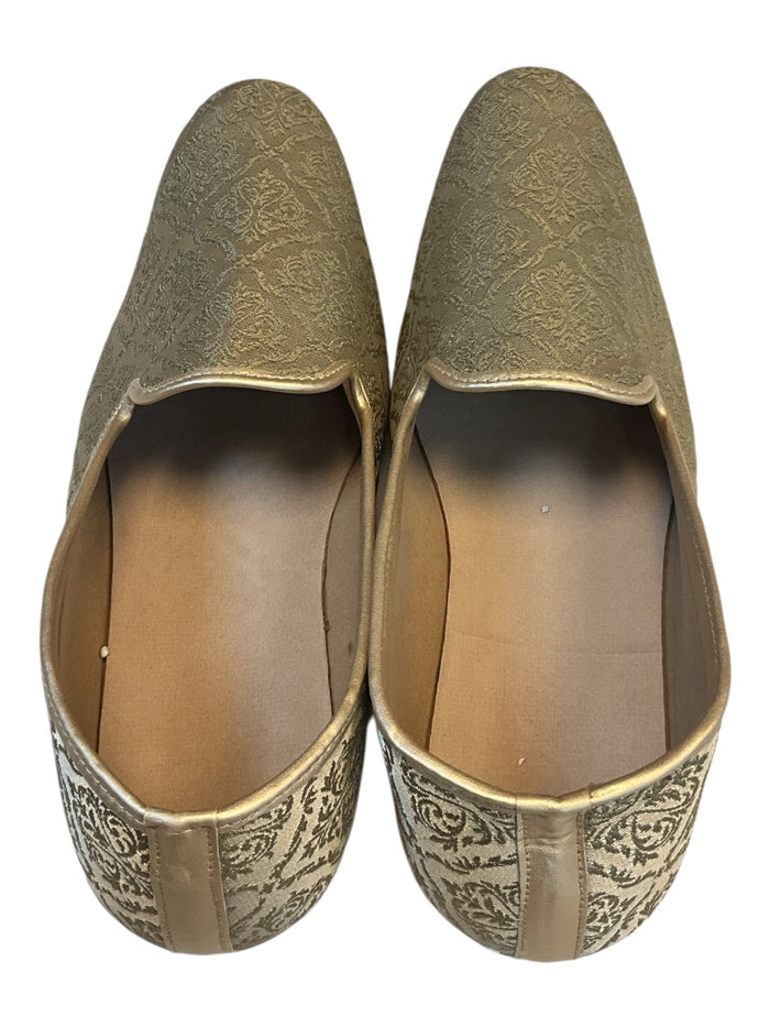 Very Comfortable Dark Gold Brocade Loafer Style Mojri - Indian Mens shoes - Mojari , Khossay -  YD2602