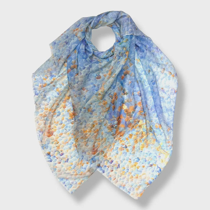 London Scarves Accessories Vibrant Mosaic Print Scarf Blue
