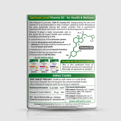 Vitabiotics Ultra Vitamin D 1000IU 96 Tablets