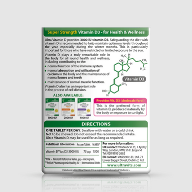 Vitabiotics Ultra Vitamin D 3000IU 96 Tablets