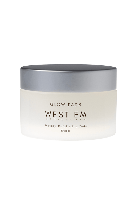 West Em Glow Pads – 60 brightening treatment pads designed to exfoliate, smooth, and enhance skin radiance for a healthy glow at West Em Medical Spa