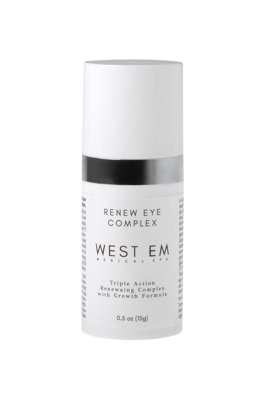 West Em Renew Eye Complex 0.5 oz – triple action renewing eye treatment with growth formula to reduce fine lines, puffiness, and dark circles at West Em Medical Spa