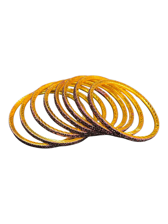 Wine - Set of 8 Stone Bangles -  M to XXL - HAN2601 07Ka26