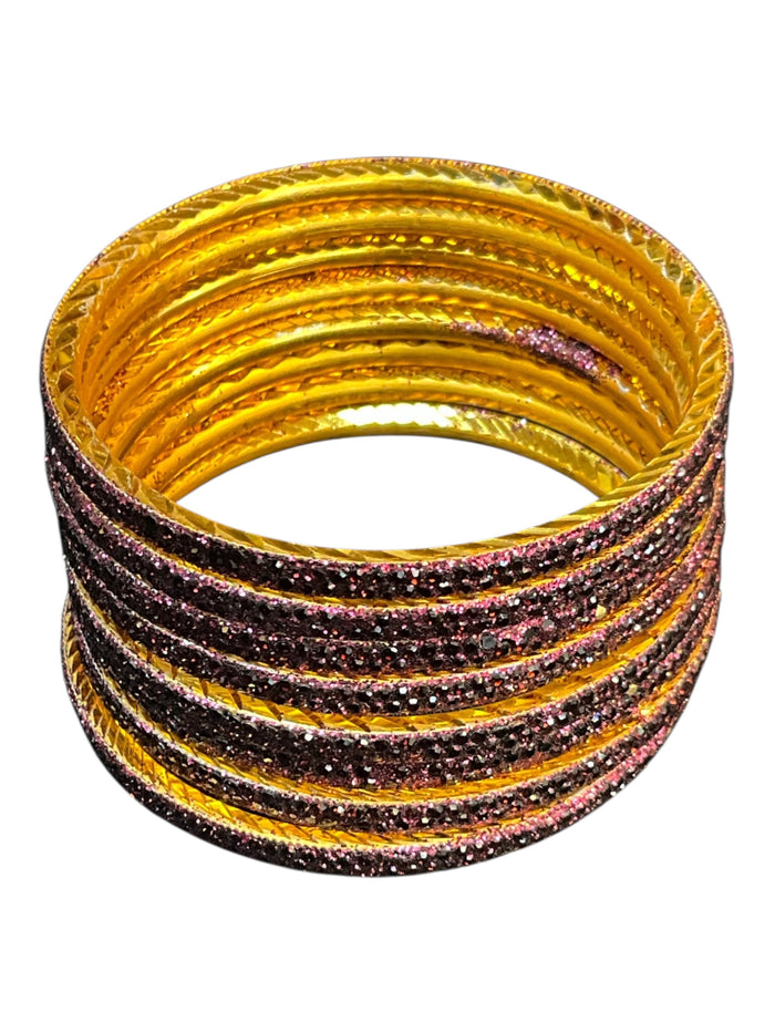 Wine - Set of 8 Stone Bangles -  M to XXL - HAN2601 07Ka26