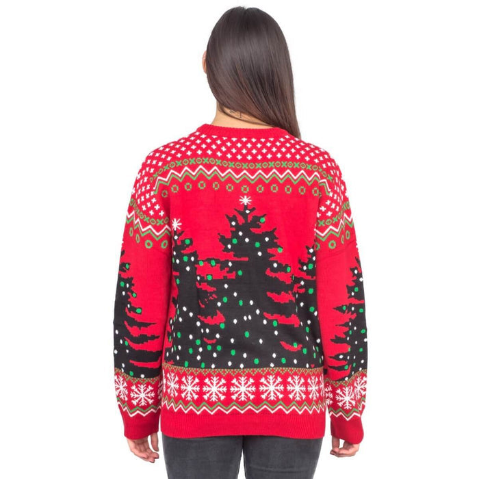 Women's Bob Ross Happy Little Xmas Trees Ugly Christmas Sweater-2