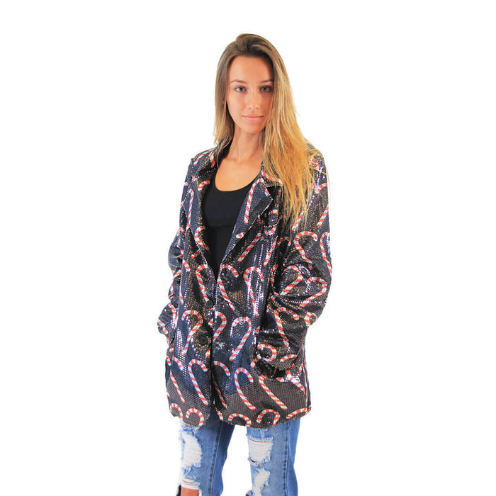 Women's Sequin Candy Cane Blazer Jacket 3