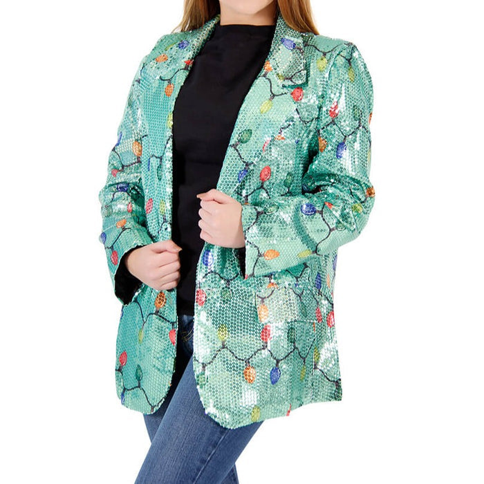 Women's Sequin X-Mas Lights Blazer Jacket 3