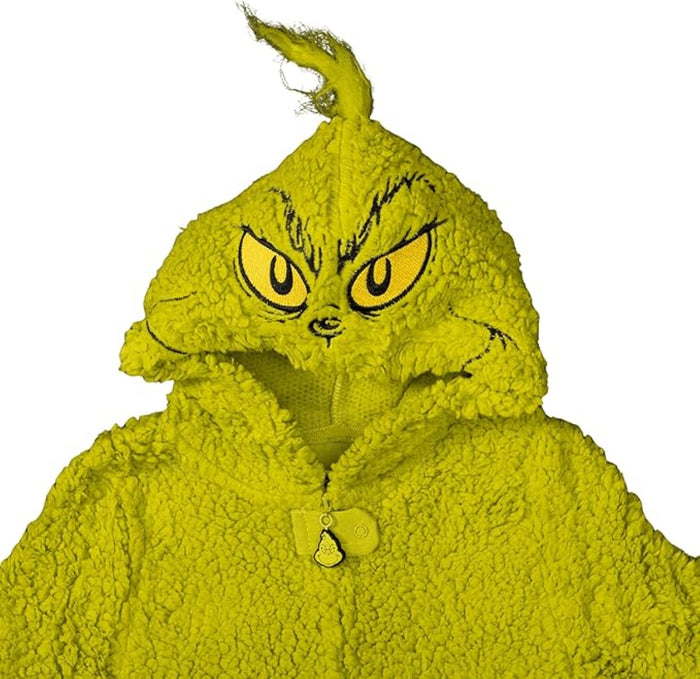 Youth Kids Toddler Grinch Sherpa Union Suit Pajamas Cosplay Costume