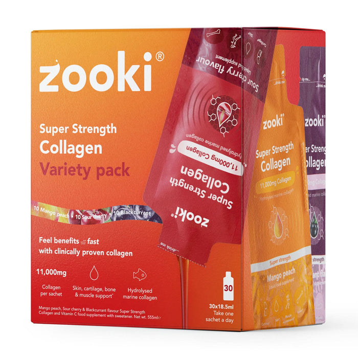 Zooki Super Strength Marine Collagen 11,000mg Variety Pack 15ml 30 Sachets
